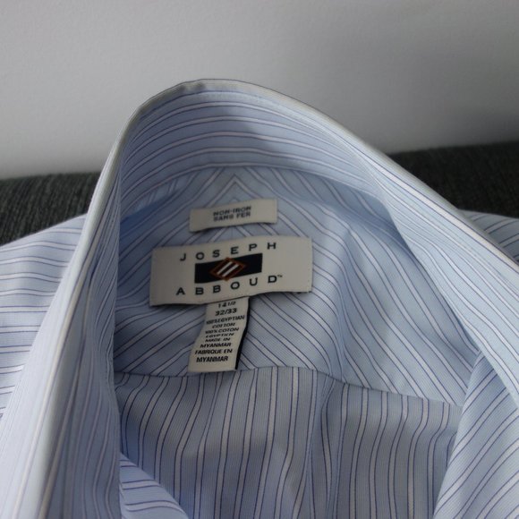 Joseph Abboud Non-Iron 14.5 32/33 100% Egyptan Cotton Dress Shirt - Picture 3 of 6